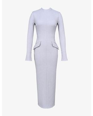 House Of Cb Marie-Louise Turtleneck Stretch-Woven Maxi Dress - Blue