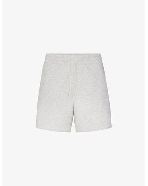 Skims Soft-Knit Lounge Relaxed-Fit Cotton-Blend Jersey Shorts - White