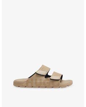 HUGO Branded Faux-Suede Sandals - Natural