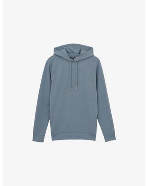 Reiss Fabien Drawstring-Hood Regular-Fit Stretch-Jersey Hoody - Blue