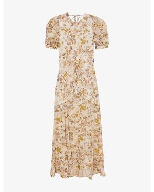 Reiss Naia Floral-Print Woven Maxi Dress - Natural