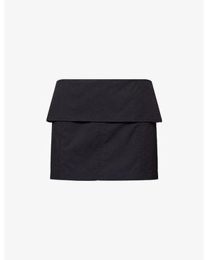 Belle Anna Helia Panelled-Waistband Cotton-Blend Mini Skirt - Black
