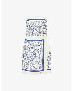Jonathan Simkhai Darbie Strapless Linen-Blend Mini Dress - Blue