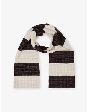 Reiss Wesley Striped Knitted Scarf - Black