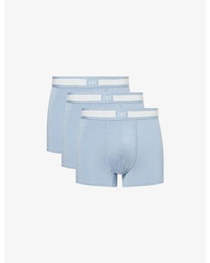 CHE Signature Pack Of Three Stretch-Woven Trunks - Blue