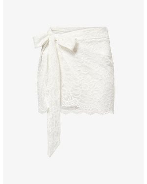 Away That Day Floral Lace Woven Mini Skirt - White