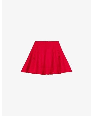 Maje Side-Pocket Ribbed Knitted Mini Skirt - Red