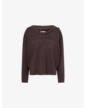 BO+TEE Logo-Embossed Ribbed Knitted Hoody - Brown