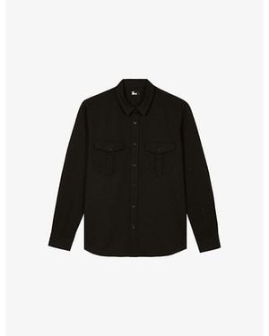 The Kooples Chest-Pocket Long-Sleeved Stretch-Woven Shirt - Black