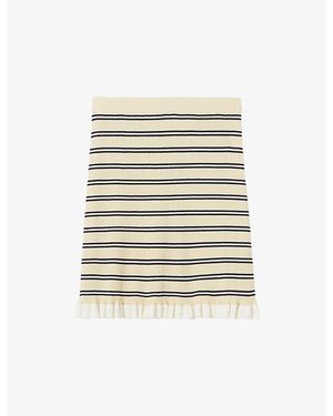Claudie Pierlot Striped Ribbed Knitted Mini Skirt - Natural