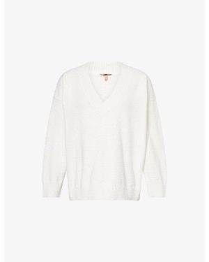 Eberjey Oversized-Fit V-Neck Bouclé Jumper - White