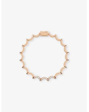 Apm Monaco Wavy 18Ct Rose-Plated Alloy And Cubic Zirconia Bracelet - White