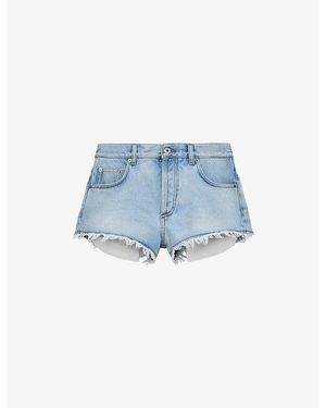 Loewe X Paula's Ibiza Frayed-Hem High-Rise Denim Shorts - Blue