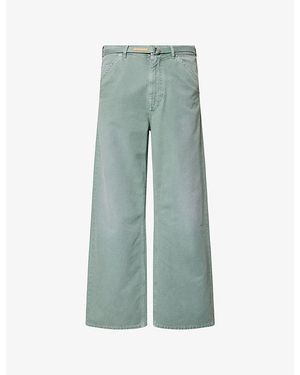 Marni Wide-Leg Belted Denim Jeans - Green