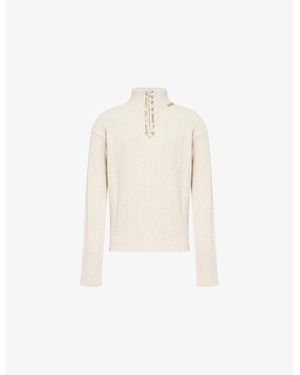 Marni Mended Turtleneck Wool And Cashmere Sweater - White