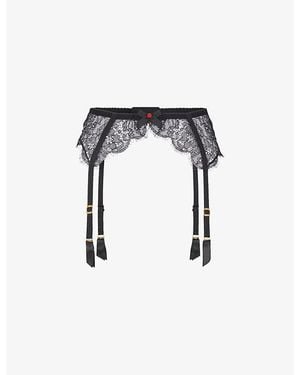 Agent Provocateur Lorna Bow-Embellished Lace Suspenders - White