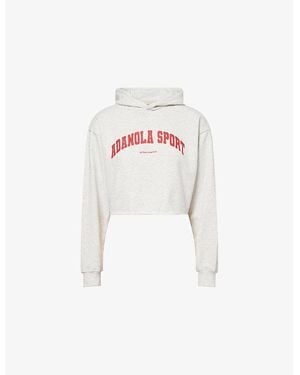 ADANOLA Raw-Hem Crop Cotton-Blend Hoody - White