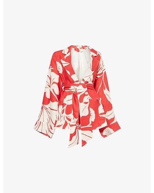 Second Summer Paloma Belted Cotton Jacket - Red