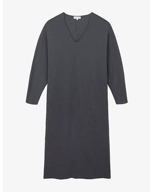 The White Company V-Neck Batwing-Sleeved Stretch-Jersey Maxi Dress - Grey