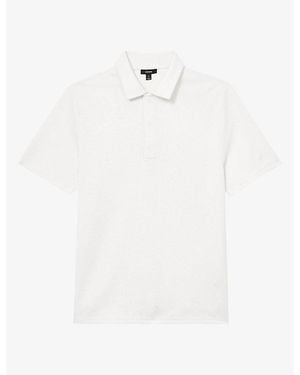 Reiss Reed Micro-Waffle Short-Sleeve Stretch-Jersey Polo - White