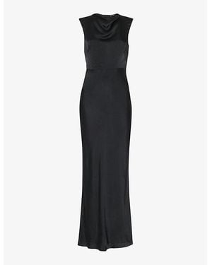 Whistles Cowl-Neck Open-Back Satin Maxi Dress - Black