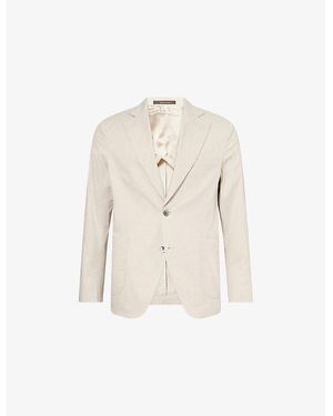 Oscar Jacobson Ferry Patch-Pocket Soft Cotton Blazer - Natural