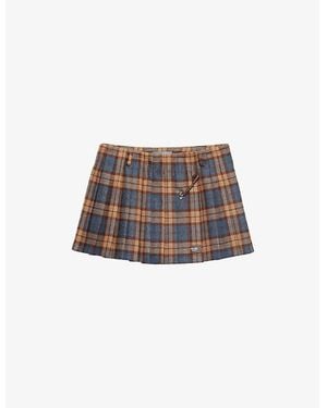 Prada Checked Wool Twill Mini Skirt - White