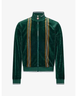 CASABLANCA Striped-Trim Velour Jacket - Green