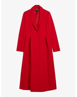 Ted Baker Sarela Notch-lapel Peplum-hem Woven Coat - Red