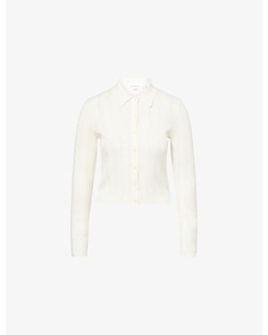 GOOD AMERICAN The Ladder Ribbed Woven Cardigan - White