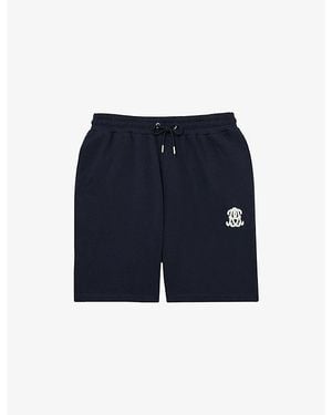 Reiss Levin Logo-Embroidered Cotton Shorts - Blue