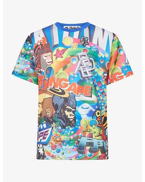 A Bathing Ape Overall Graphic-Print Woven T-Shirt - Blue
