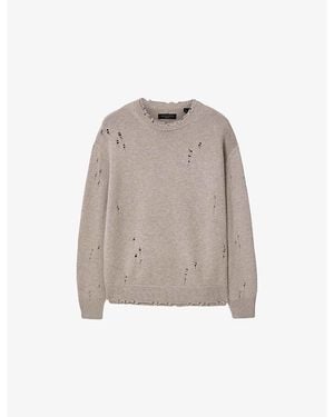 AllSaints Wolf Distressed Long-Sleeve Knitted Jumper - Natural