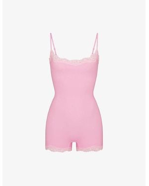 Skims Fits Everybody Lace Onesie - Pink
