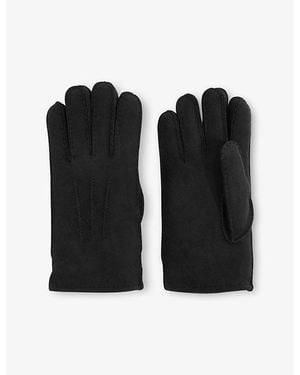 Reiss Agon Shearling-Lined Suede Gloves - Black