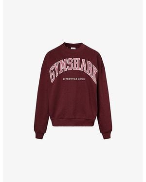 GYMSHARK Collegiate Crew-Neck Cotton-Blend Sweatshirt - Red