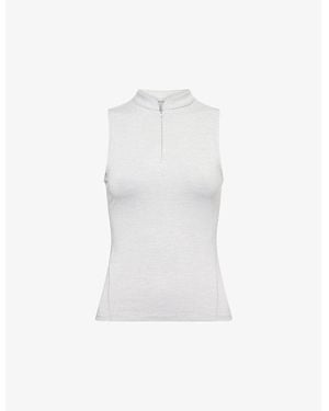 ADANOLA Brushed Sleeveless Stretch-Jersey Top - White