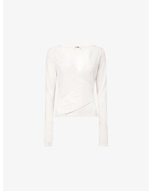 4th & Reckless Mayla Wrap Long-Sleeve Woven Top - White