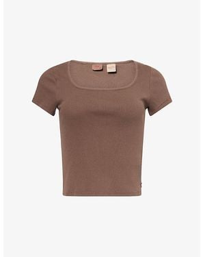 Levi's Essential Square-Neck Cotton-Jersey T-Shirt - Brown