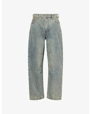 The Couture Club Vintage-Washed Barrel-Leg Denim Jeans - Grey