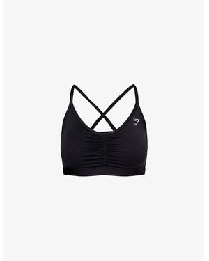 GYMSHARK Ruched Medium-Support Sports Bra - Black