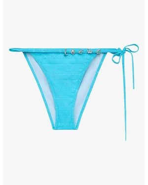 Loewe X Paula's Ibiza Embellished Floral Tanga Bikini Bottoms - Blue