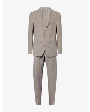 Eleventy Notch-Lapel Single-Breasted Linen-Blend Suit - Grey