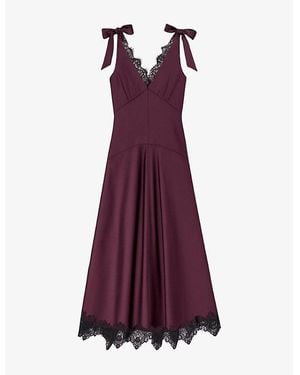 Ro&zo Bronte Lace-Trim Woven Maxi Dress - Purple