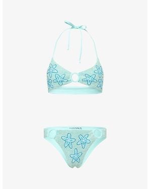 Oceanus Mias Marina Rhinestone-Embellished Bikini - Blue