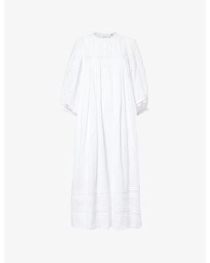 Skall Studio Florentine Embroidered Cotton Midi Dress - White