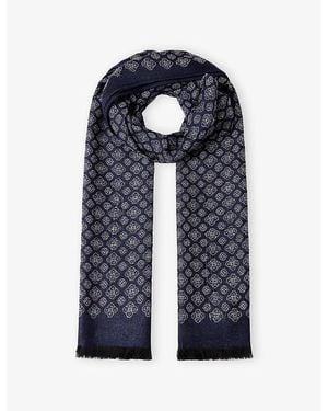 Hackett Tile-Pattern Woven Scarf - Blue