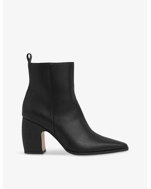 Reiss Amy - Black Leather Blocked Heel Ankle Boots, Us 5 (uk 3)