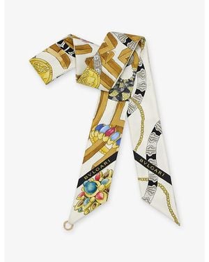 BVLGARI Heritage Wonder Shelly Garden Slim Silk Scarf - Metallic