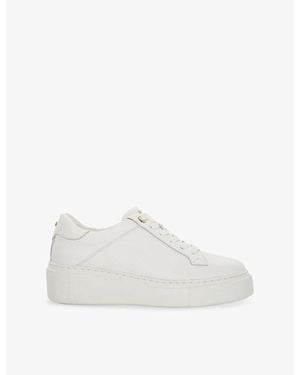 Dune Evienne Flatform Leather Trainers - White